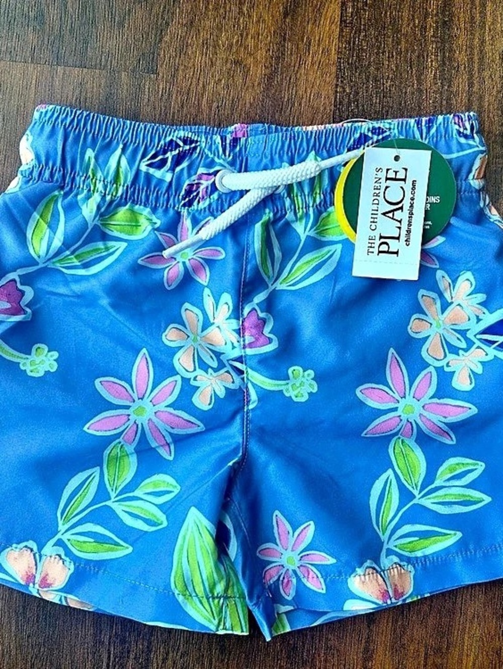 The Children's Place Toddler Boys Tropical Swim Trunks Floral Blue & Pink Boys 1